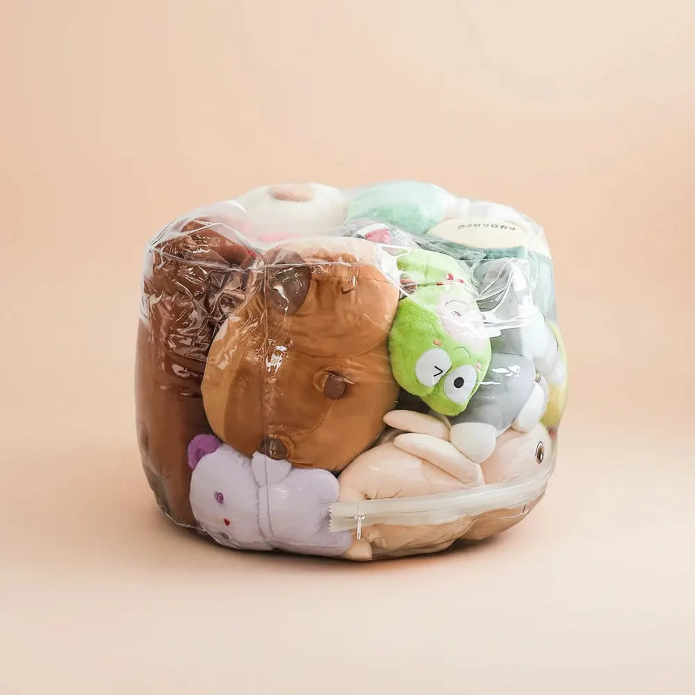 Housse de pouf transparente pour animaux en peluche, imperméable et facile à nettoyer, pour jouets e
