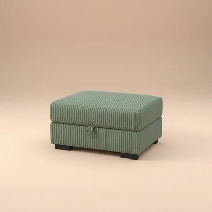 Pouf de rangement, 87 x 44 x 69 cm, repose-pieds en velours côtelé avec couvercle rembourré, pliable