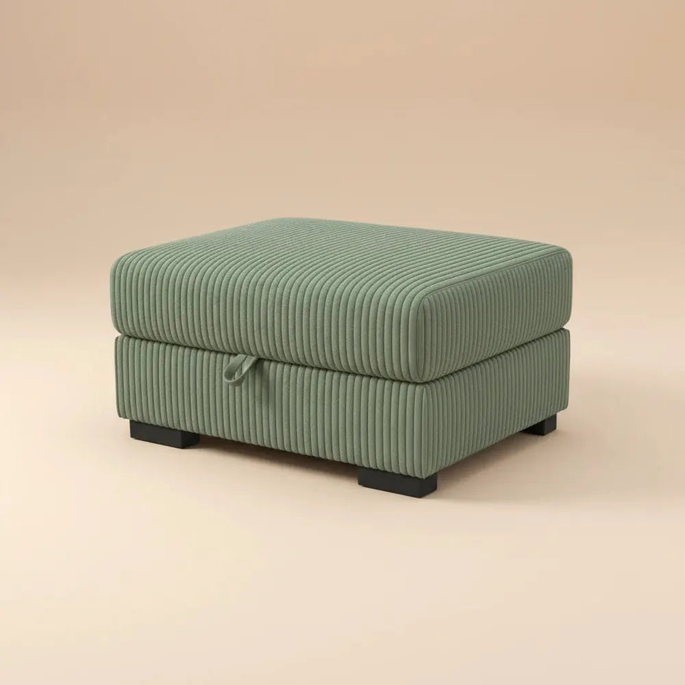 Pouf de rangement, 87 x 44 x 69 cm, repose-pieds en velours côtelé avec couvercle rembourré, pliable