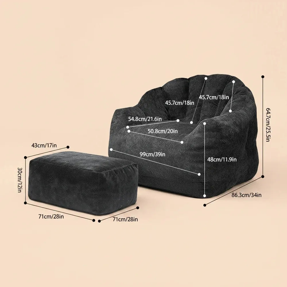 Canapé une place Bear Paw avec pouf – Sublimez votre espace détente