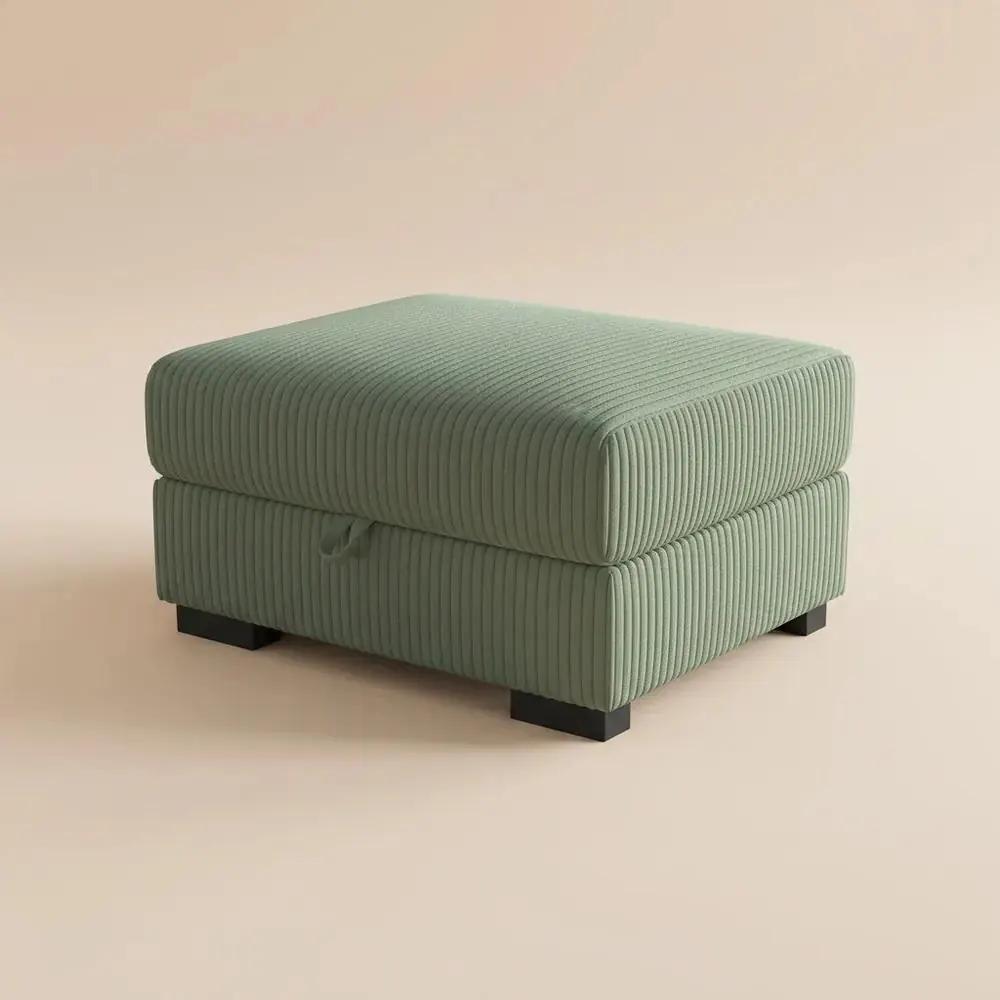 Pouf de rangement, 87 x 44 x 69 cm, repose-pieds en velours côtelé avec couvercle rembourré, pliable