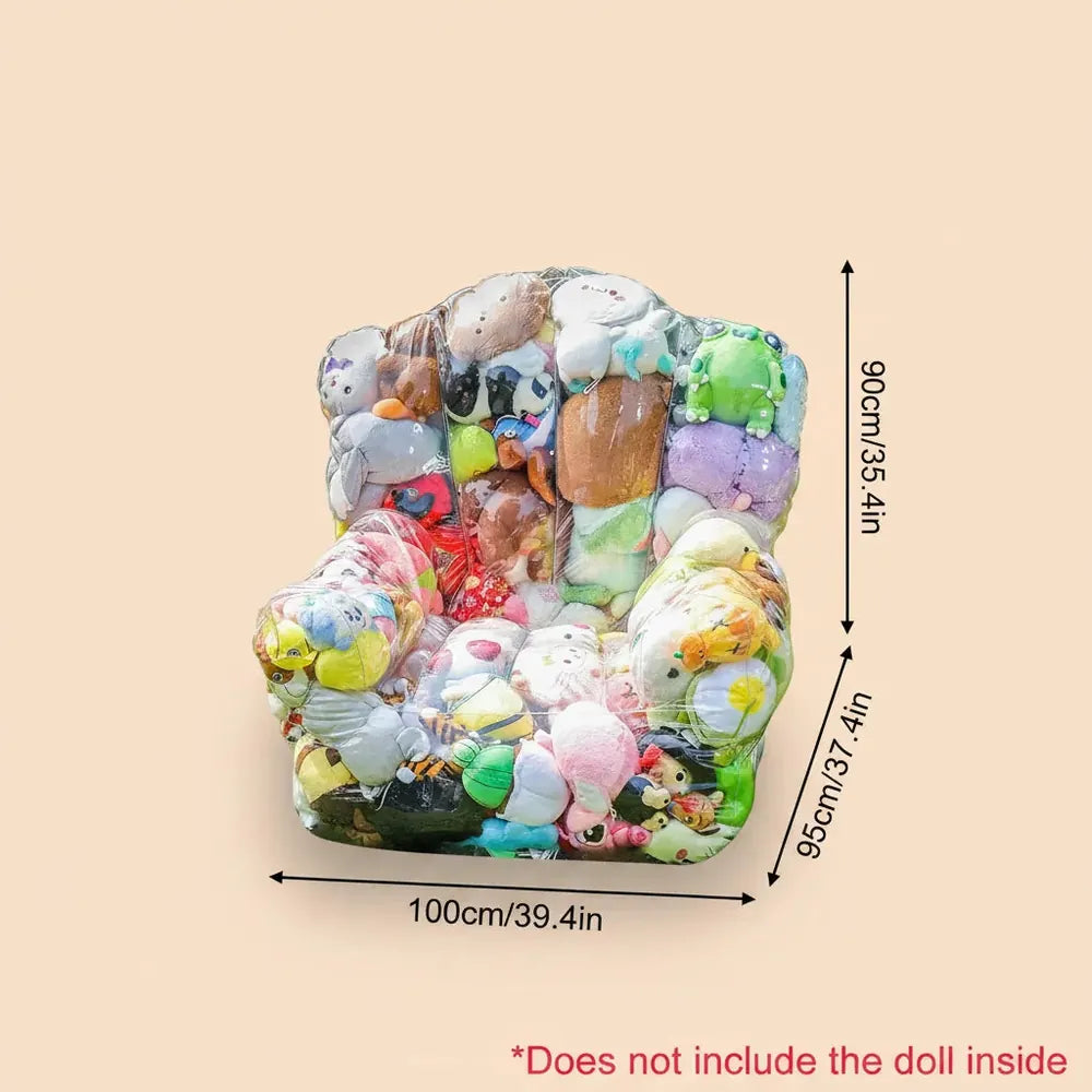 Housse de pouf transparente pour animaux en peluche, imperméable et facile à nettoyer, pour jouets e