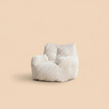 010 - Pouf rembourré en mousse avec housse en velours côtelé, beige