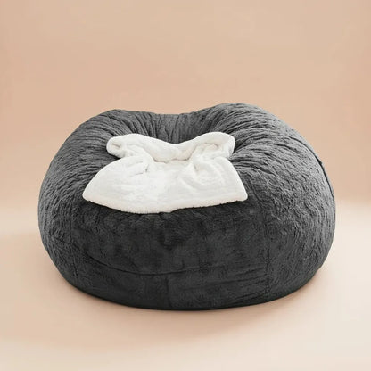 Housse de canapé en forme de pouf géant, douce et confortable, en fourrure moelleuse, pour lit, cana