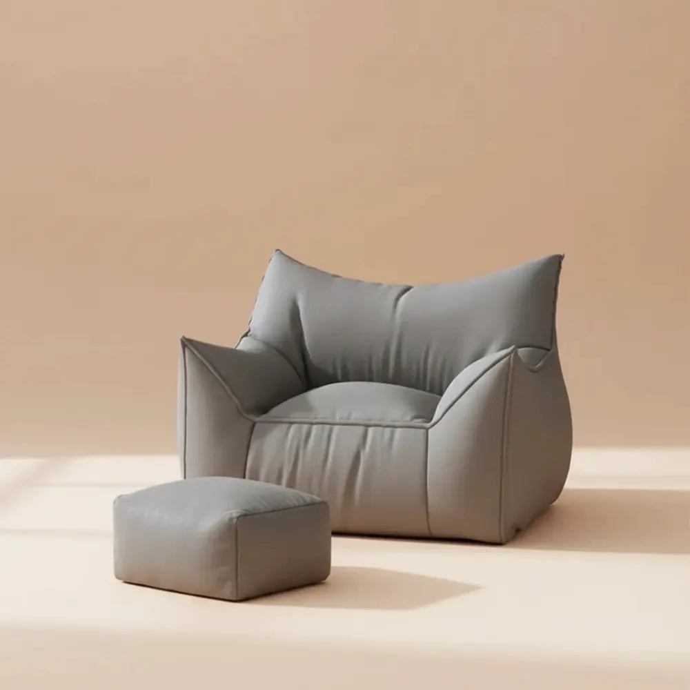 Fauteuil paresseux simple avec repose-pieds, rempli de particules EPS, pouf individuel pour salon, c
