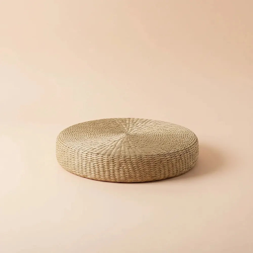 Pouf rond en paille naturelle tissée à la main, 40x40cm, Tatami, coussin de sol, Style japonais, Tex