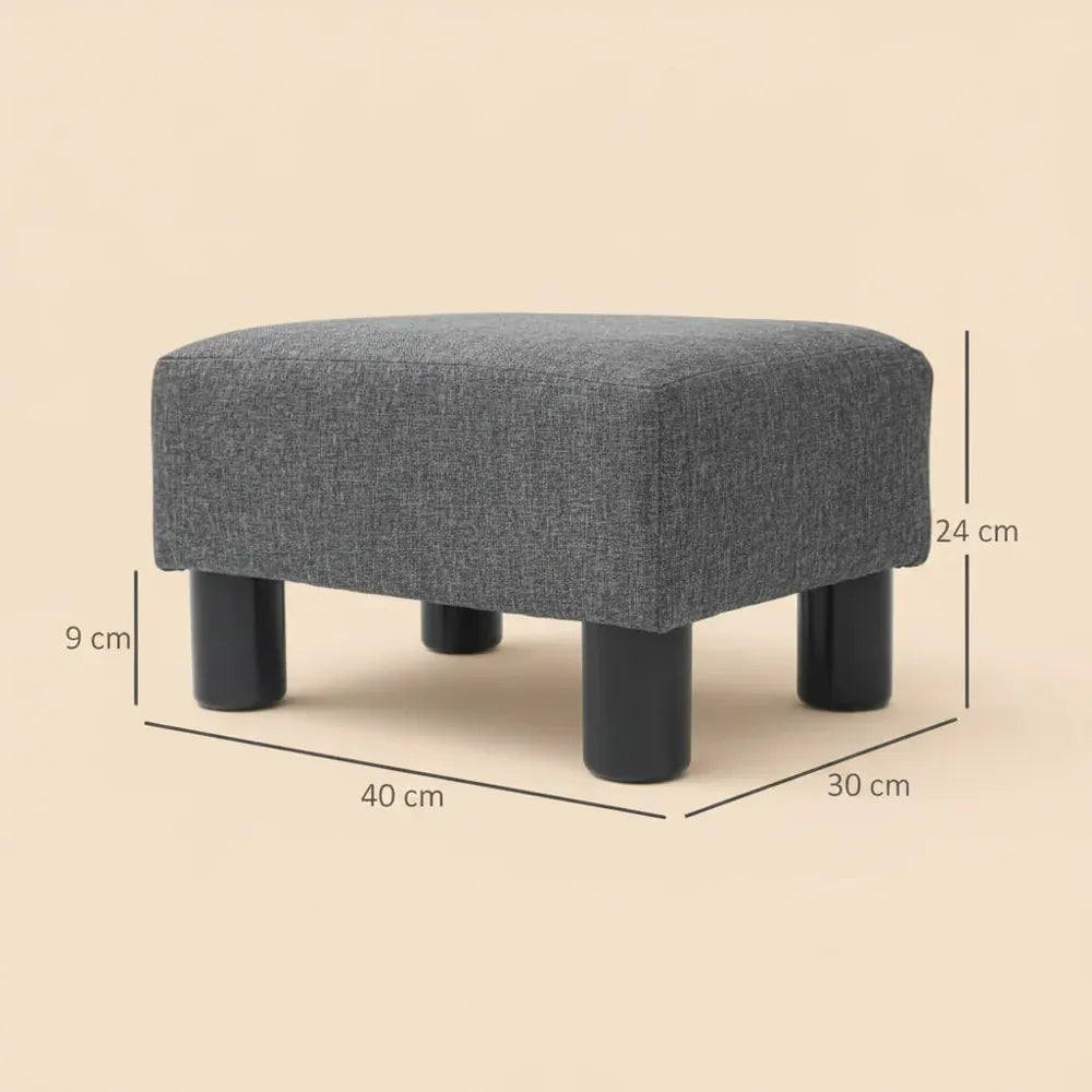 Repose-pieds moderne en tissu aspect lin, pouf rembourré doux pour salon et chambre, banc d'assise c