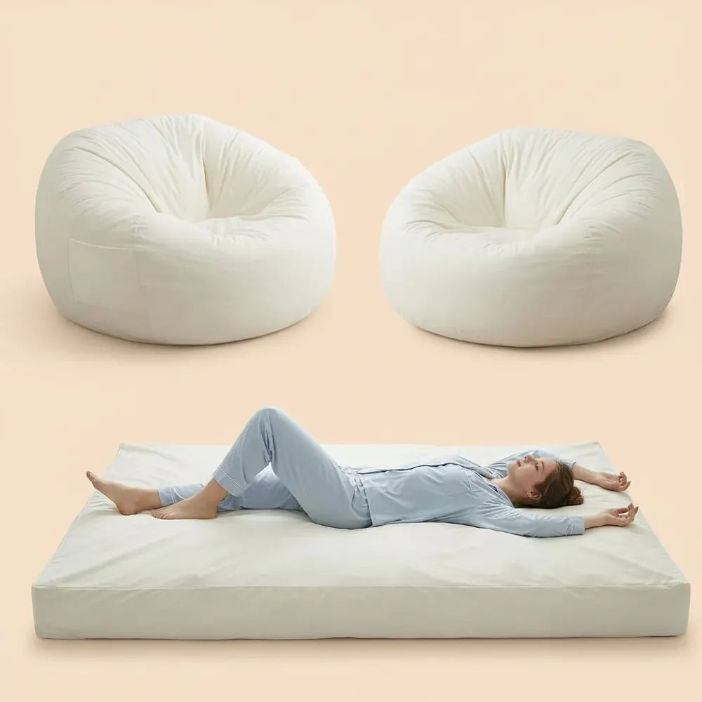Pouf géant pour adultes Garvee, transformable en lit |   Fauteuil de sol en microfibre rembourré, ca