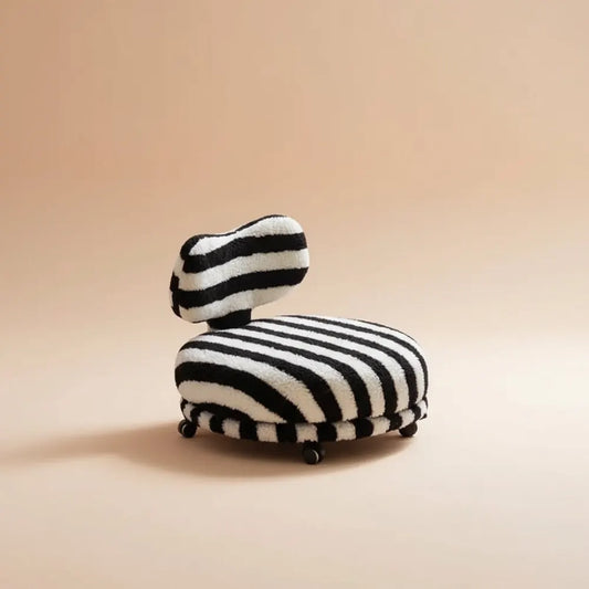 Fauteuil paresseux, tabouret rond pivotant en fausse fourrure avec dossier, chaise de salon pour la 