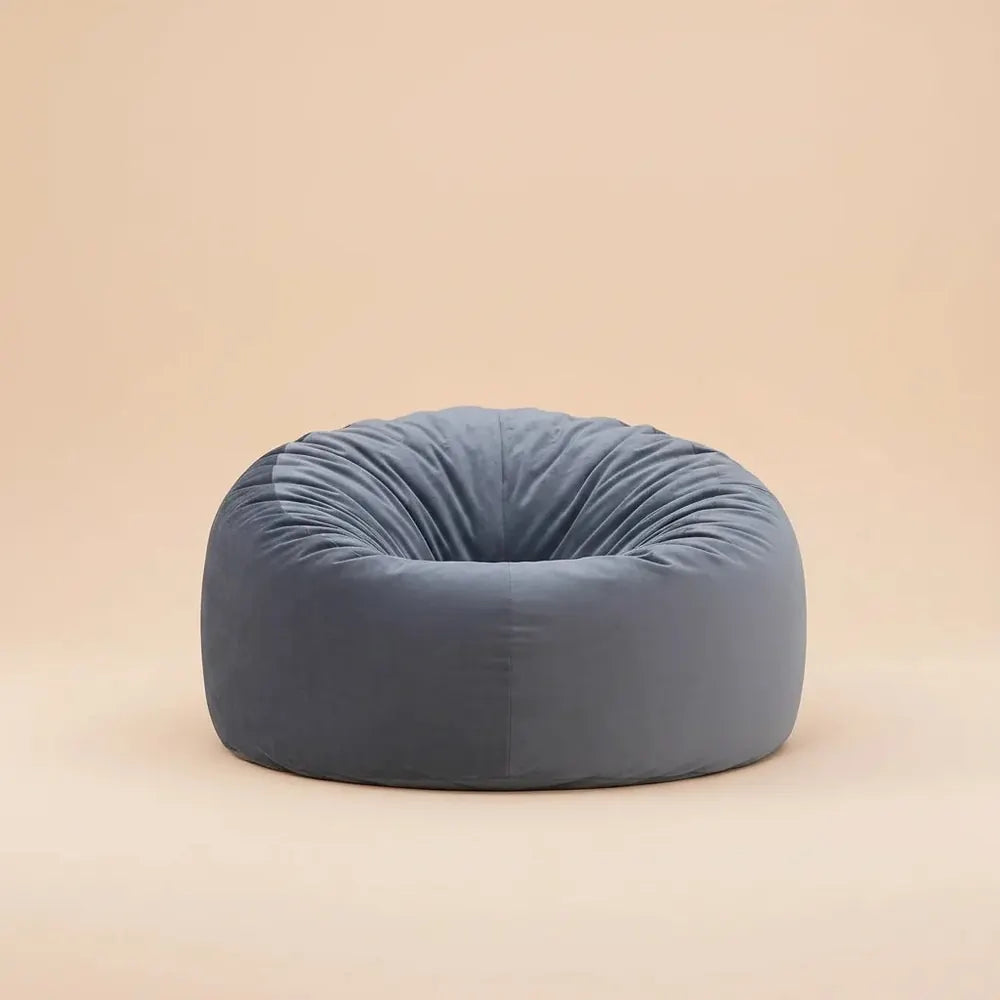 Chaise pouf en velours XXL, 120x120x70cm, canapé paresseux doux et moelleux avec remplissage en mous