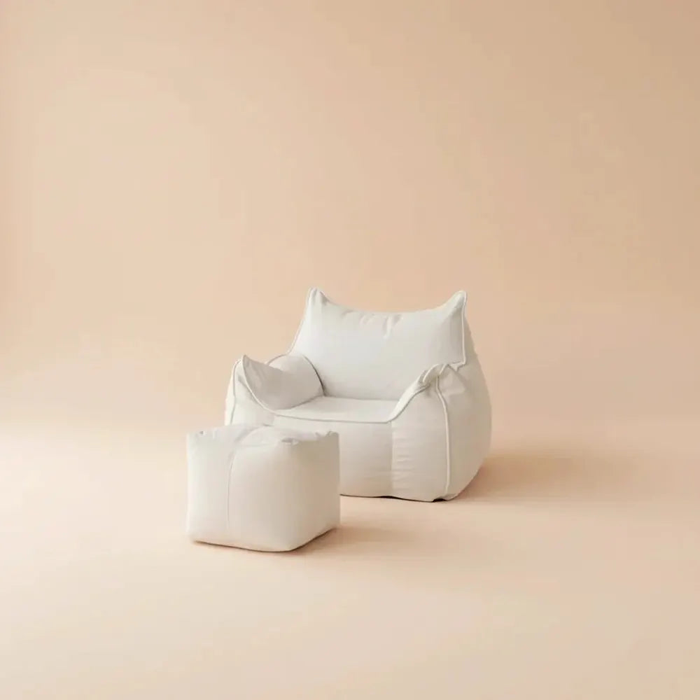 Fauteuil paresseux simple avec repose-pieds, rempli de particules EPS, pouf individuel pour salon, c