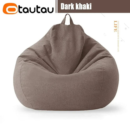 OTAUTAU rempli 70 cm pouf canapé avec remplissage grand coton lin paresseux pouf chambre chaise bouf