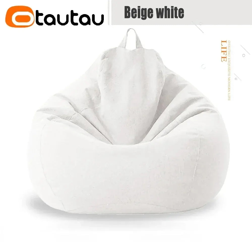 OTAUTAU rempli 70 cm pouf canapé avec remplissage grand coton lin paresseux pouf chambre chaise bouf