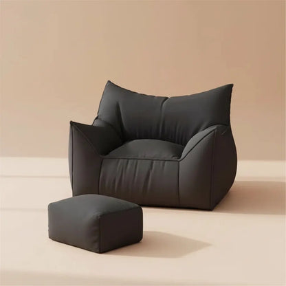 Fauteuil paresseux simple avec repose-pieds, rempli de particules EPS, pouf individuel pour salon, c