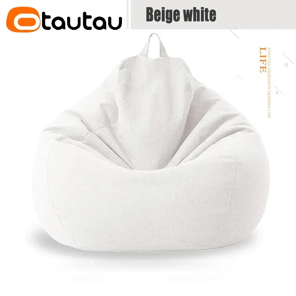 OTAUTAU Pouf en coton et lin de 90 cm (3 pieds) avec rembourrage, fauteuil d'angle paresseux, canapé