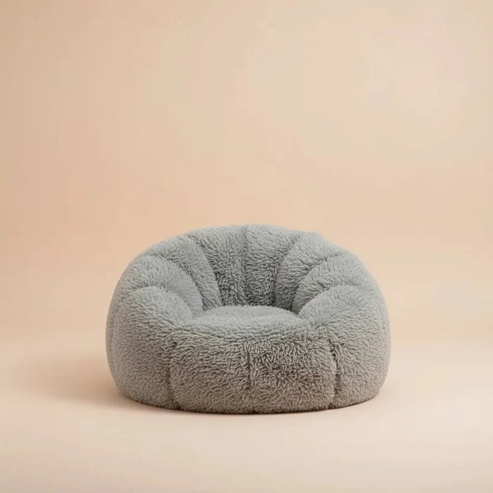 Canapé confortable en fausse fourrure pour salon, grand pouf compressible en mousse haute densité, c