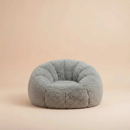 Canapé confortable en fausse fourrure pour salon, grand pouf compressible en mousse haute densité, c