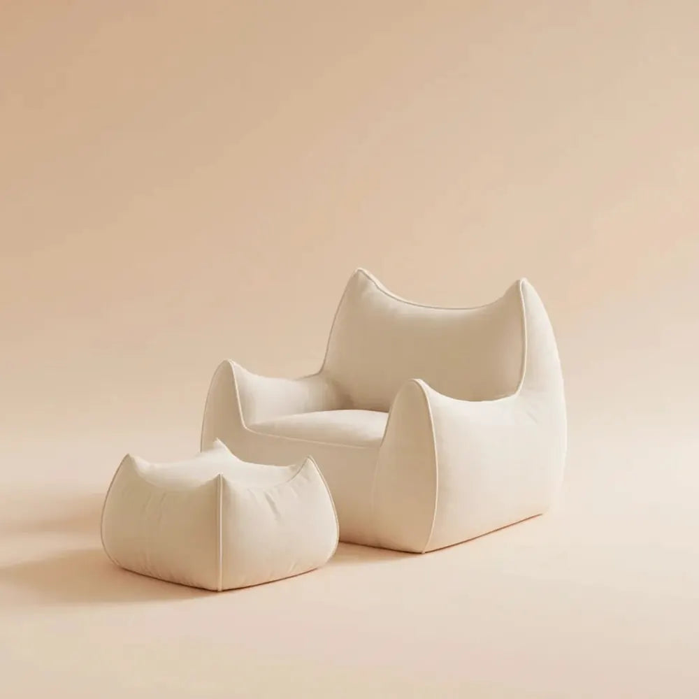 Fauteuil paresseux simple avec repose-pieds, rempli de particules EPS, pouf individuel pour salon, c