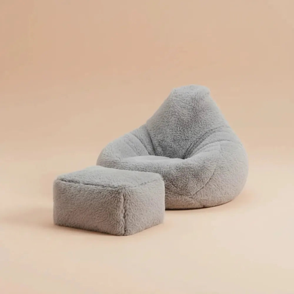 OTAUTAU-Pouf en Fausse Fourrure de Lapin pour Enfant et Adulte, Chaise avec Remplissage, Moelleux, S