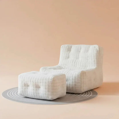 OTAUTAU-Pouf de Luxe en Fausse Fourrure de Lapin Gaufré, Canapé-Lit avec Remplissage, Chaise Longue 