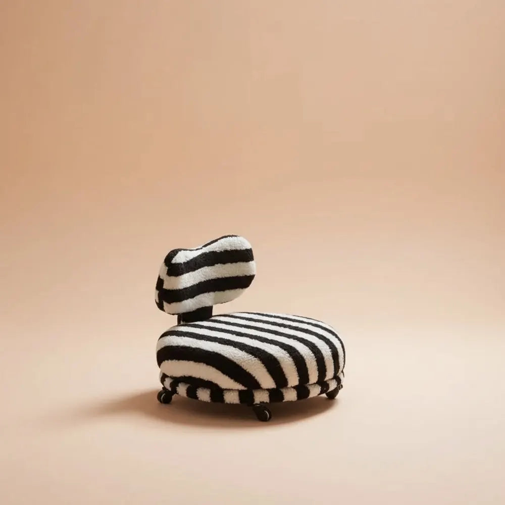 Fauteuil paresseux, tabouret rond pivotant en fausse fourrure avec dossier, chaise de salon pour la 
