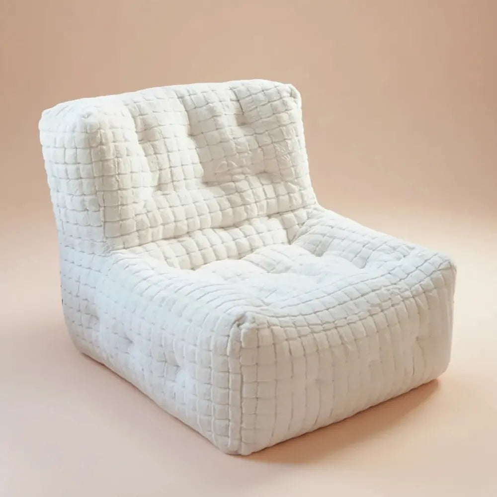 OTAUTAU-Pouf de Luxe en Fausse Fourrure de Lapin Gaufré, Canapé-Lit avec Remplissage, Chaise Longue 