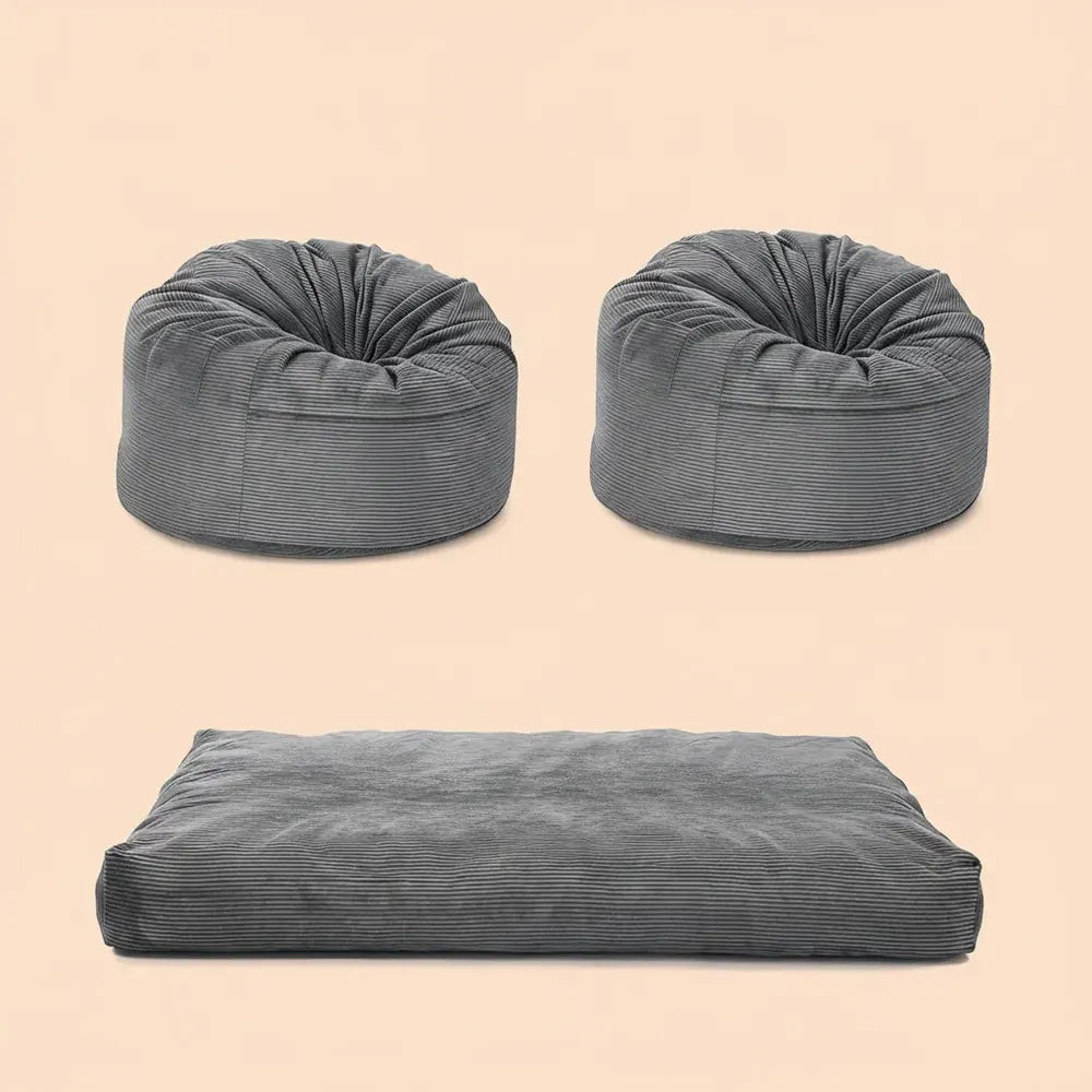 Fauteuil pouf en mousse à mémoire de forme Garvee avec housse en velours côtelé, matelas convertible