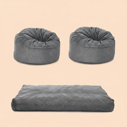 Fauteuil pouf en mousse à mémoire de forme Garvee avec housse en velours côtelé, matelas convertible