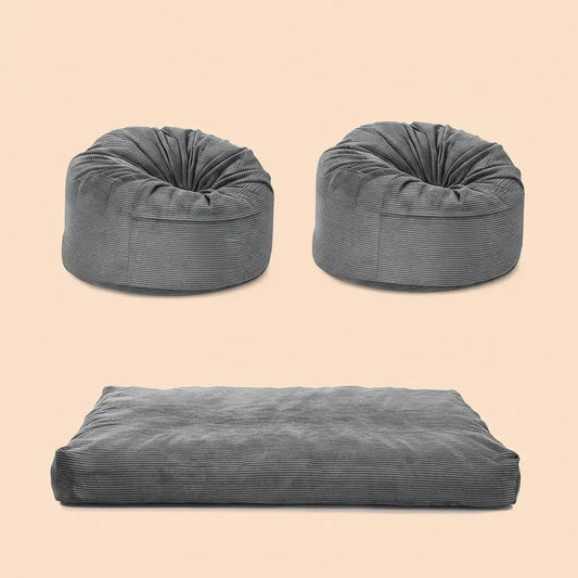 Fauteuil pouf en mousse à mémoire de forme Garvee avec housse en velours côtelé, matelas convertible