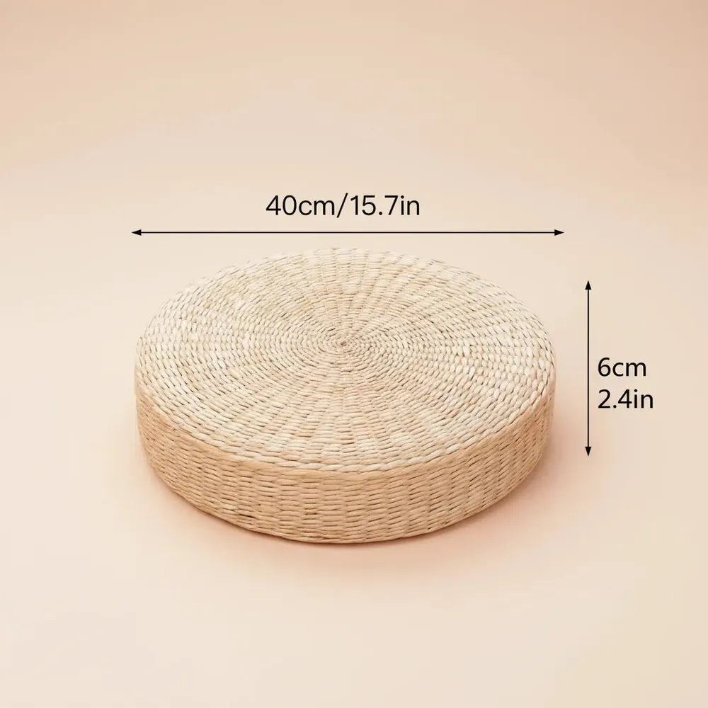 Pouf rond en paille naturelle tissée à la main, 40x40cm, Tatami, coussin de sol, Style japonais, Tex