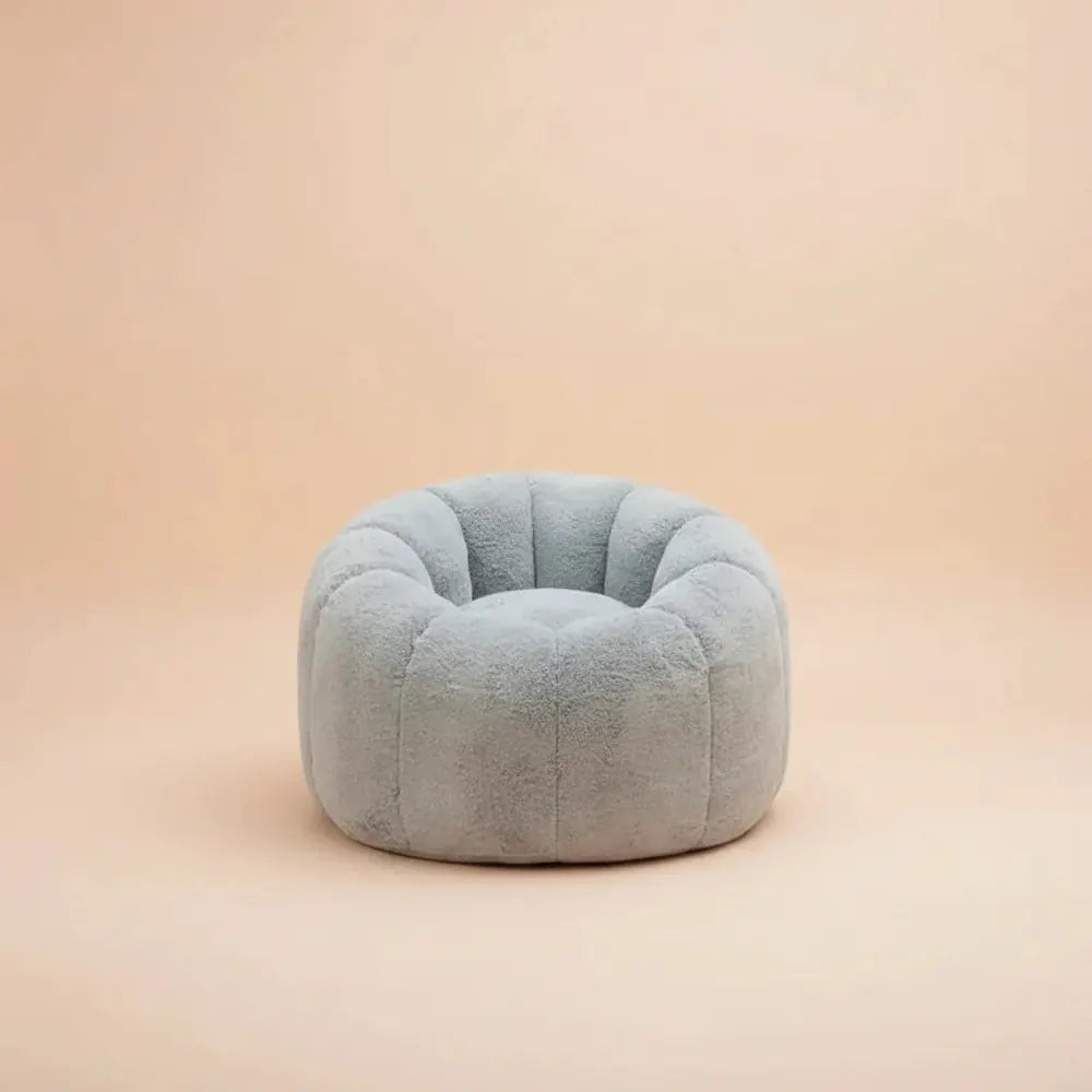 Canapé confortable en fausse fourrure pour salon, grand pouf compressible en mousse haute densité, c