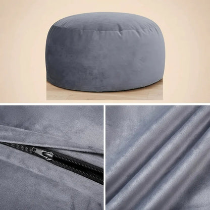 Chaise pouf en velours XXL, 120x120x70cm, canapé paresseux doux et moelleux avec remplissage en mous