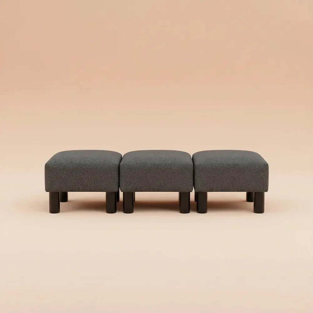 Repose-pieds moderne en tissu aspect lin, pouf rembourré doux pour salon et chambre, banc d'assise c