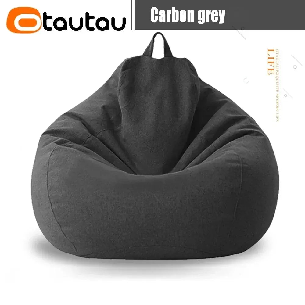 OTAUTAU rempli 70 cm pouf canapé avec remplissage grand coton lin paresseux pouf chambre chaise bouf