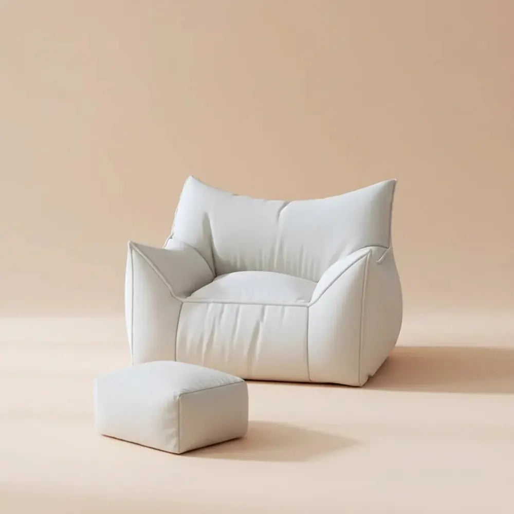 Fauteuil paresseux simple avec repose-pieds, rempli de particules EPS, pouf individuel pour salon, c