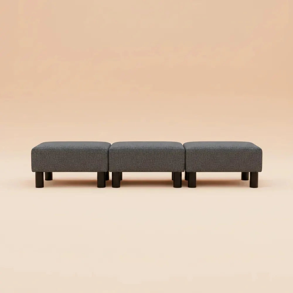 Repose-pieds moderne en tissu aspect lin, pouf rembourré doux pour salon et chambre, banc d'assise c