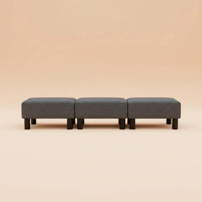 Repose-pieds moderne en tissu aspect lin, pouf rembourré doux pour salon et chambre, banc d'assise c