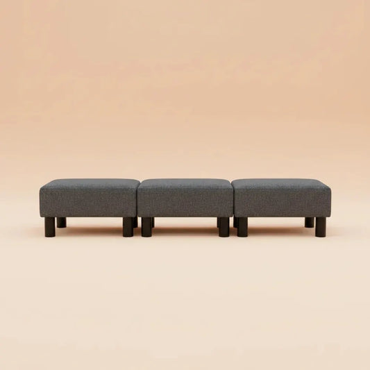 Repose-pieds moderne en tissu aspect lin, pouf rembourré doux pour salon et chambre, banc d'assise c