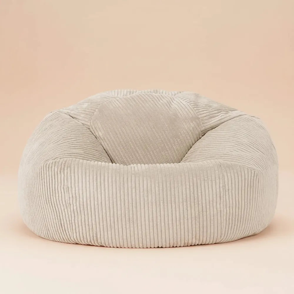 OTAUTAU Pouf en velours côtelé D85cm pour enfants/adultes avec rembourrage, pouf d'angle, chaise pou