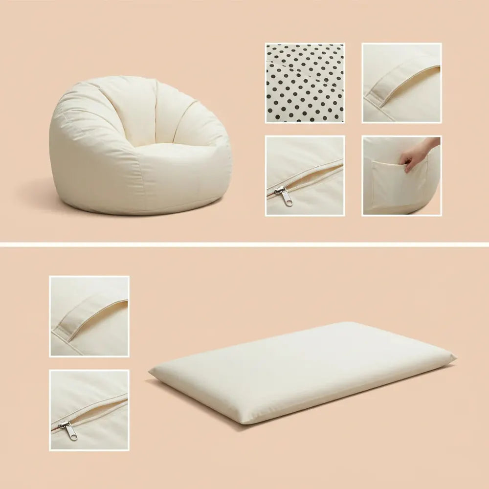 Pouf géant pour adultes Garvee, transformable en lit |   Fauteuil de sol en microfibre rembourré, ca