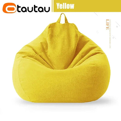 OTAUTAU rempli 70 cm pouf canapé avec remplissage grand coton lin paresseux pouf chambre chaise bouf