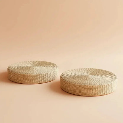 Pouf rond en paille naturelle tissée à la main, 40x40cm, Tatami, coussin de sol, Style japonais, Tex