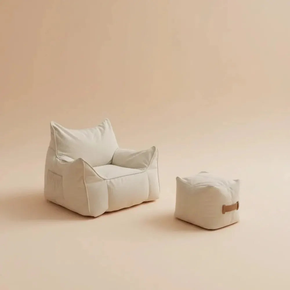 Fauteuil paresseux simple avec repose-pieds, rempli de particules EPS, pouf individuel pour salon, c