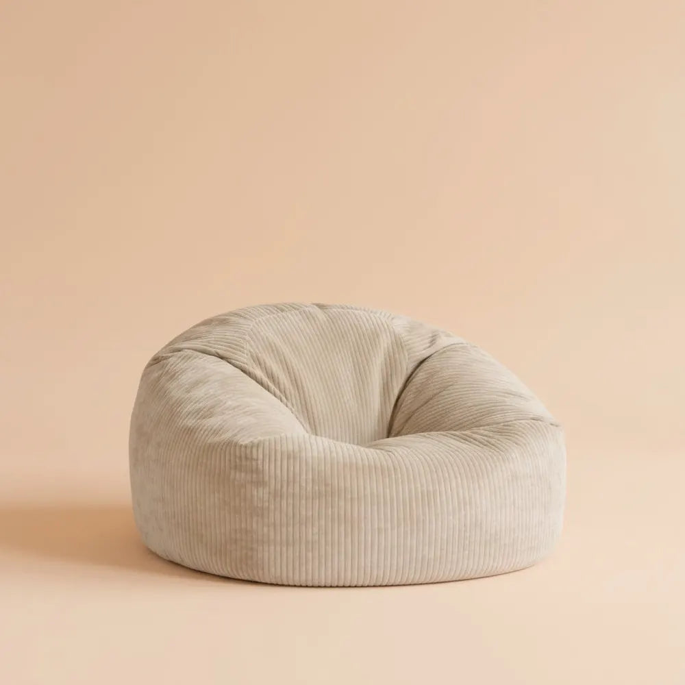 OTAUTAU Pouf en velours côtelé D85cm pour enfants/adultes avec rembourrage, pouf d'angle, chaise pou
