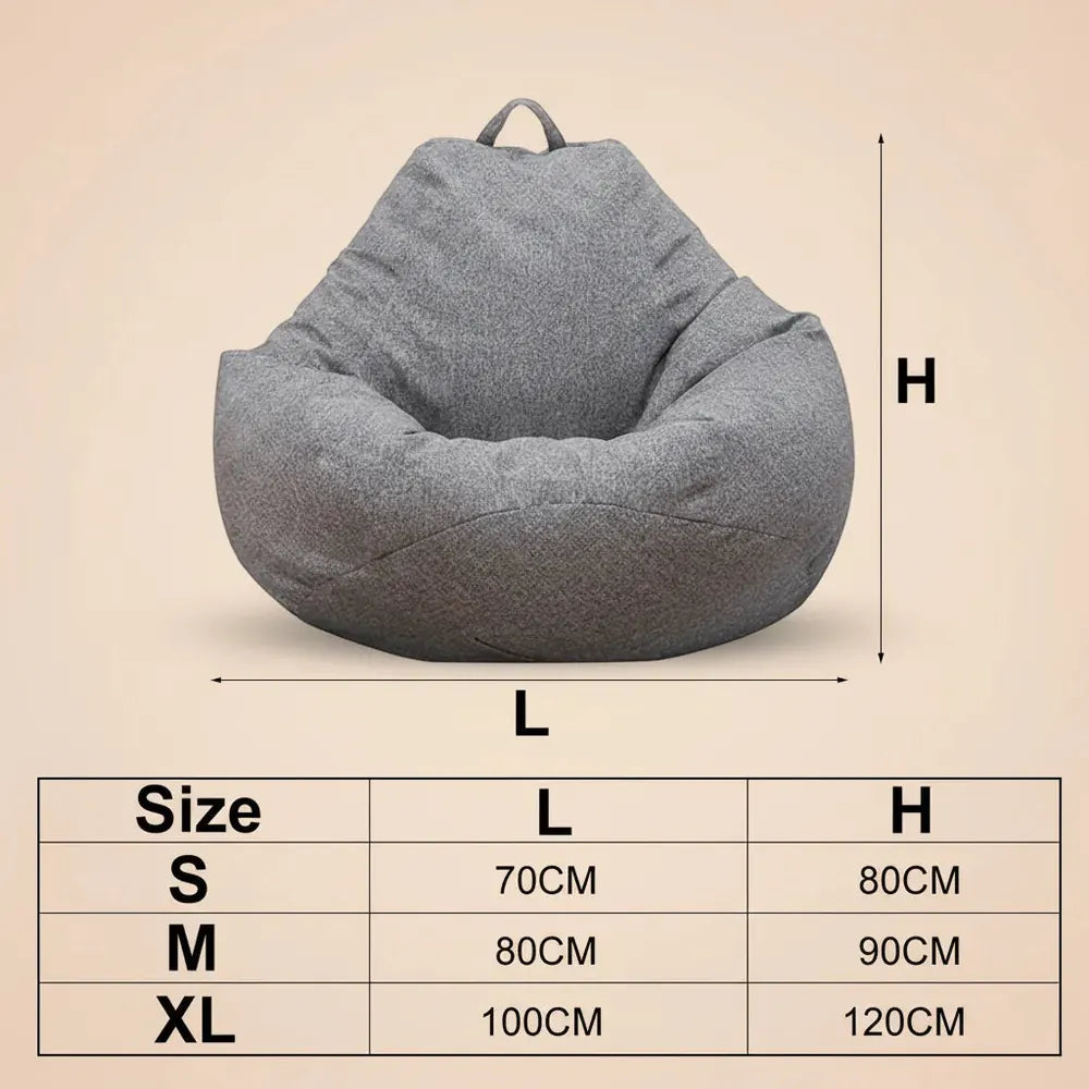 Juste de canapé paresseux sans remplissage, siège de chaise longue en lin, pouf, canapé bouffant, ta