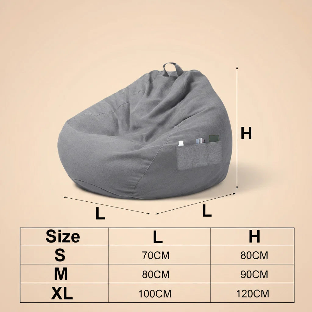 Housse de canapé pour siège paresseux, grand pouf, doux, moelleux, respirant, Tatami pour adulte et 