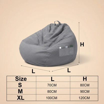 Housse de canapé pour siège paresseux, grand pouf, doux, moelleux, respirant, Tatami pour adulte et 