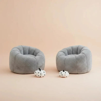 Canapé confortable en fausse fourrure pour salon, grand pouf compressible en mousse haute densité, c