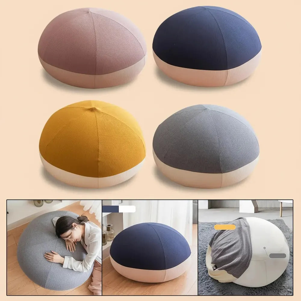 Fauteuil Pouf Rond Doux en Peluche, Siège Simple Confortable pour Adultes, Chambre à Coucher, Salon