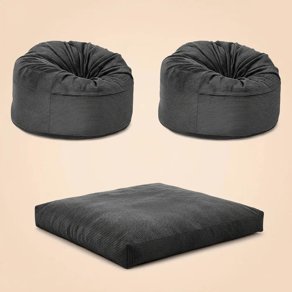 Fauteuil pouf en mousse à mémoire de forme Garvee avec housse en velours côtelé, matelas convertible